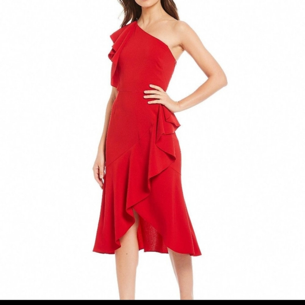 ANTONIO MELANI Red One Shoulder Dress